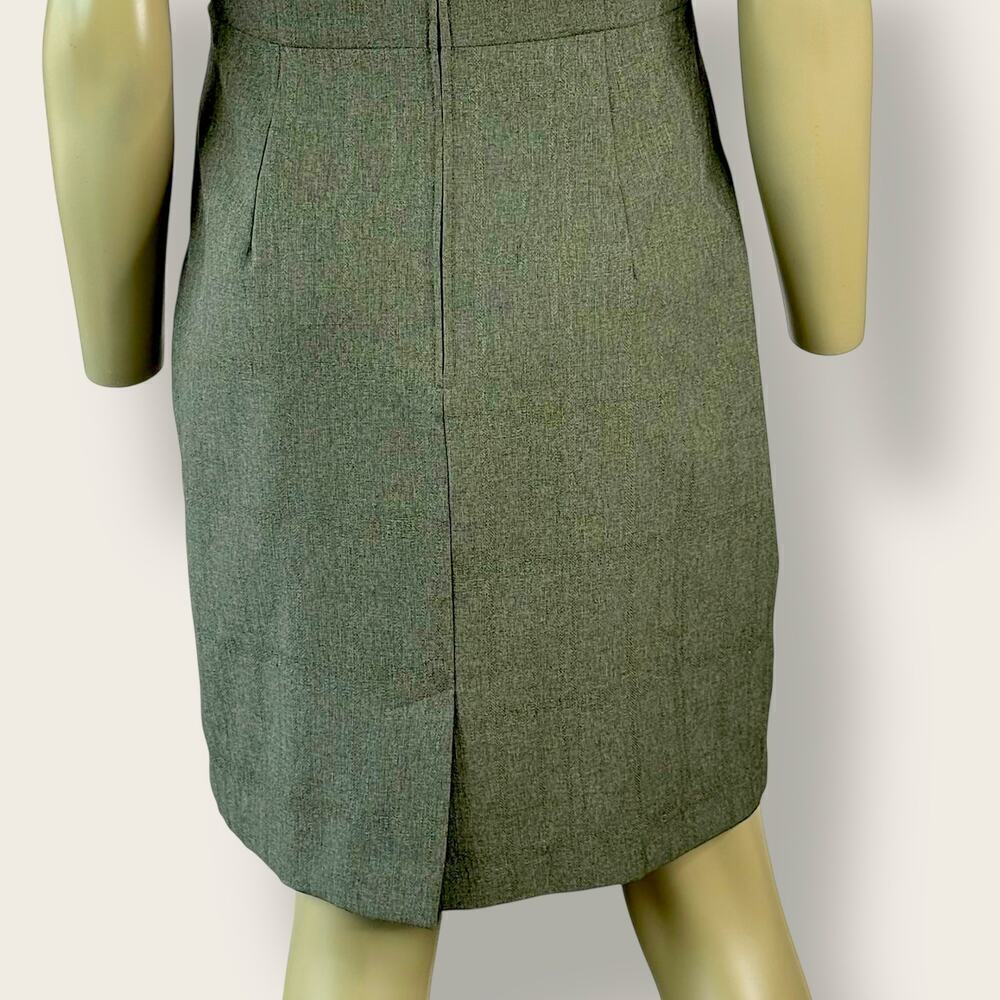Karin Stevens Vintage Sleeveless Bertha Collar Sheath Dress 12P Taupe Gray Green - Picture 9 of 13